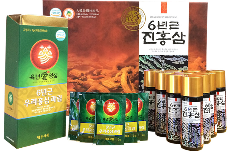 Nước hồng sâm 12 ống và trà sâm 30 gói Hàn Quốc Taewoong 1